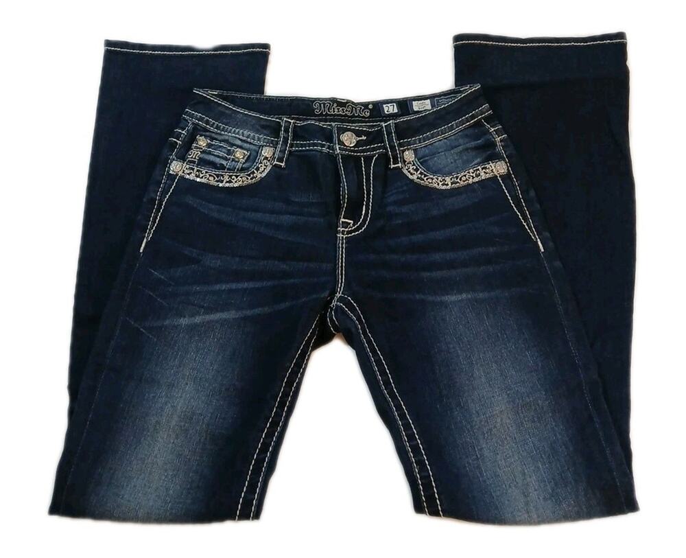 Miss Me Jeans Chloe Bootcut Size 27 Inseam 32 Dark Blue Jean Style NWNT $120